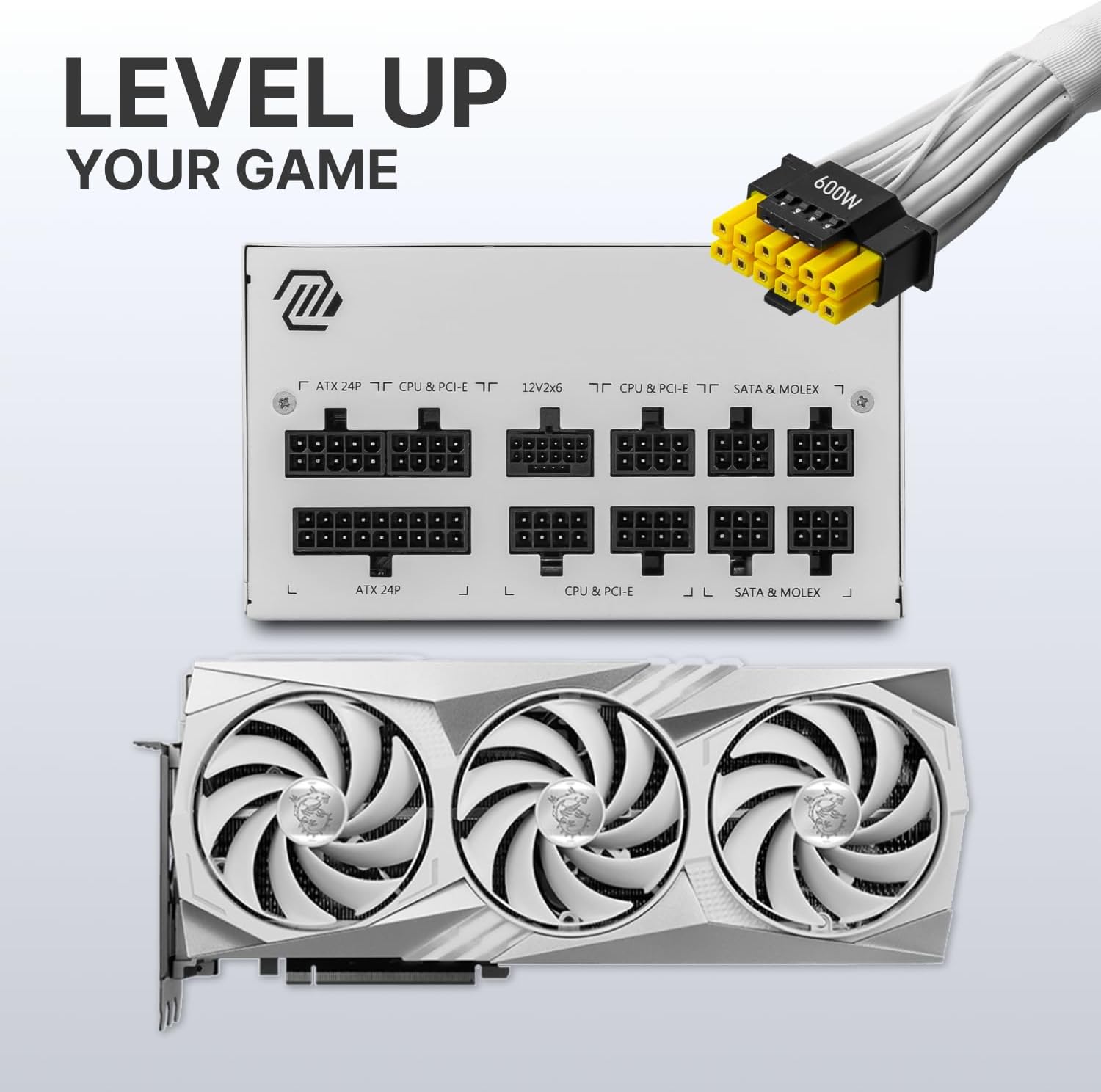 MSI MAG A850GL PCIE5 White, Fully Modular Compact Gaming 850W Power Supply, 80+ Gold, ATX 3.1 & PCIe