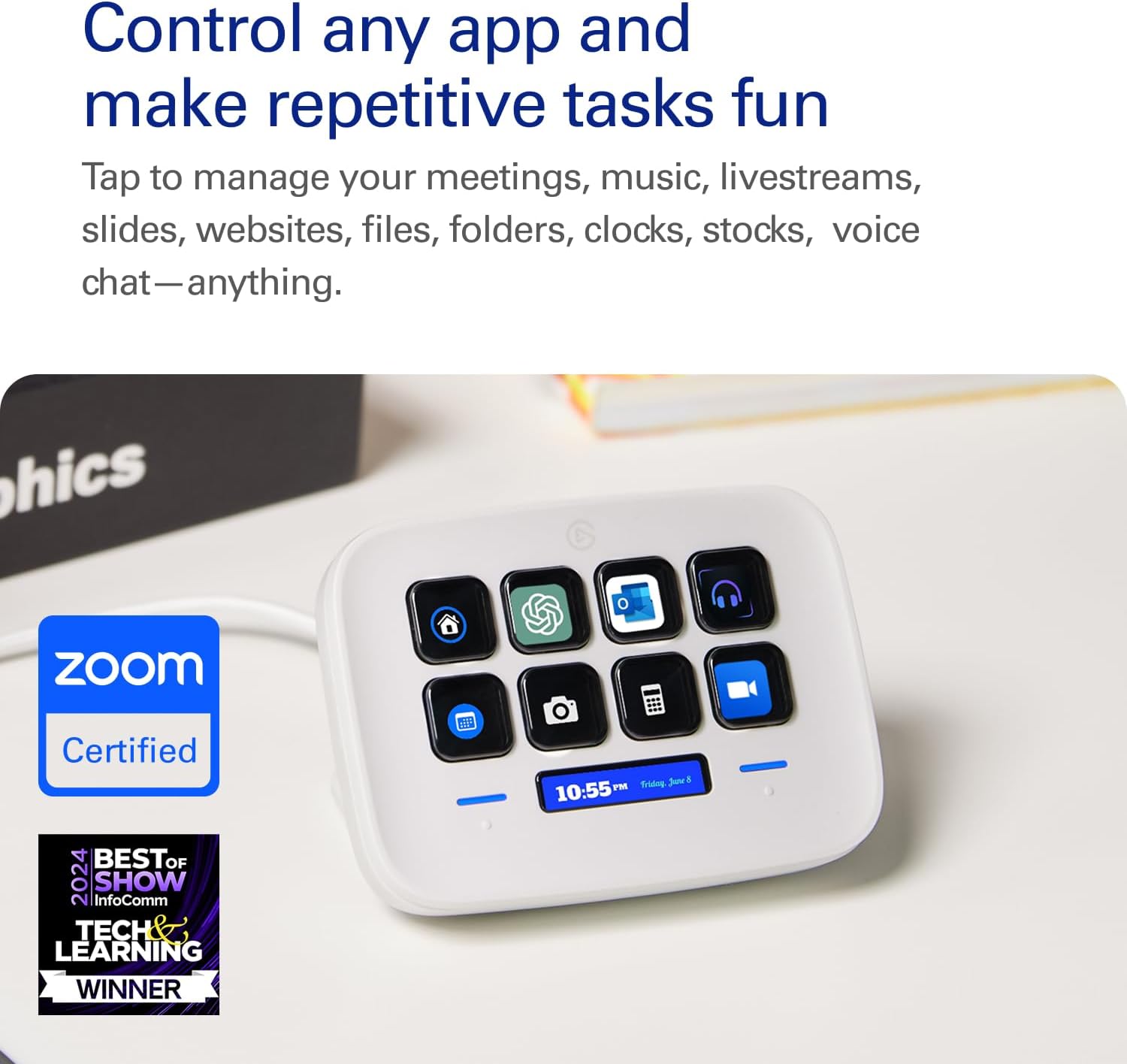 Elgato Stream Deck Neo – 8 Customisable Keys, 2 Touch Points, Speed Through Tasks & Workflows - Cont