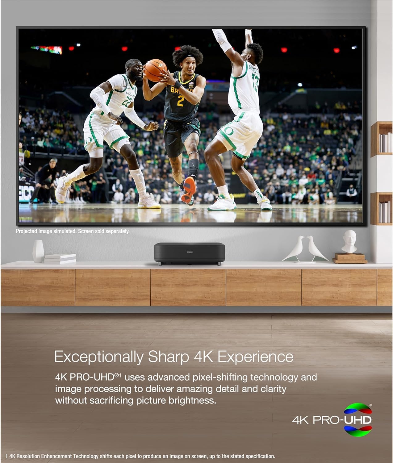 Epson EpiqVision Ultra EH-LS650B 4K PRO-UHD Ultra-Short-Throw Smart Laser Projector 3LCD Technology Android TV Sound by Yamaha Wi-Fi - Black