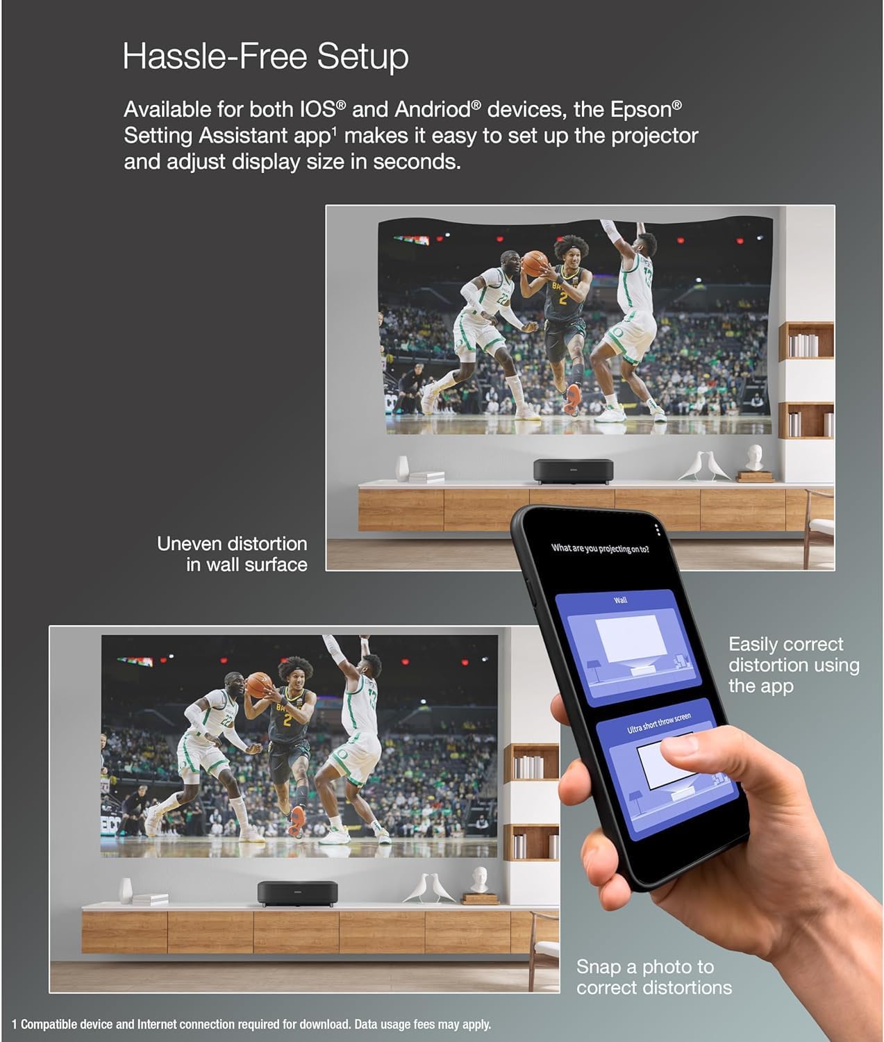 Epson EpiqVision Ultra EH-LS650B 4K PRO-UHD Ultra-Short-Throw Smart Laser Projector 3LCD Technology Android TV Sound by Yamaha Wi-Fi - Black