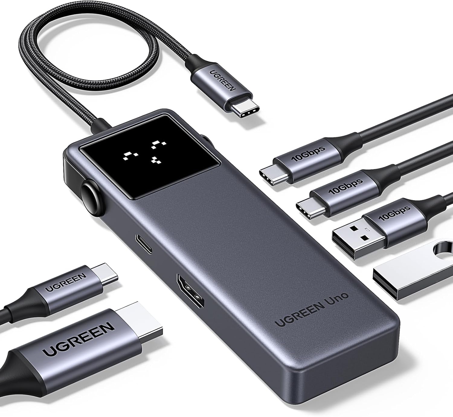 UGREEN Uno USB C Hub with 4K@60Hz HDMI plus 100W PD Charging and 10Gbps USB 3.2 Data Transfer Splitter Multiport Expander Docking Station Adapter for Laptop MacBook Pro Air