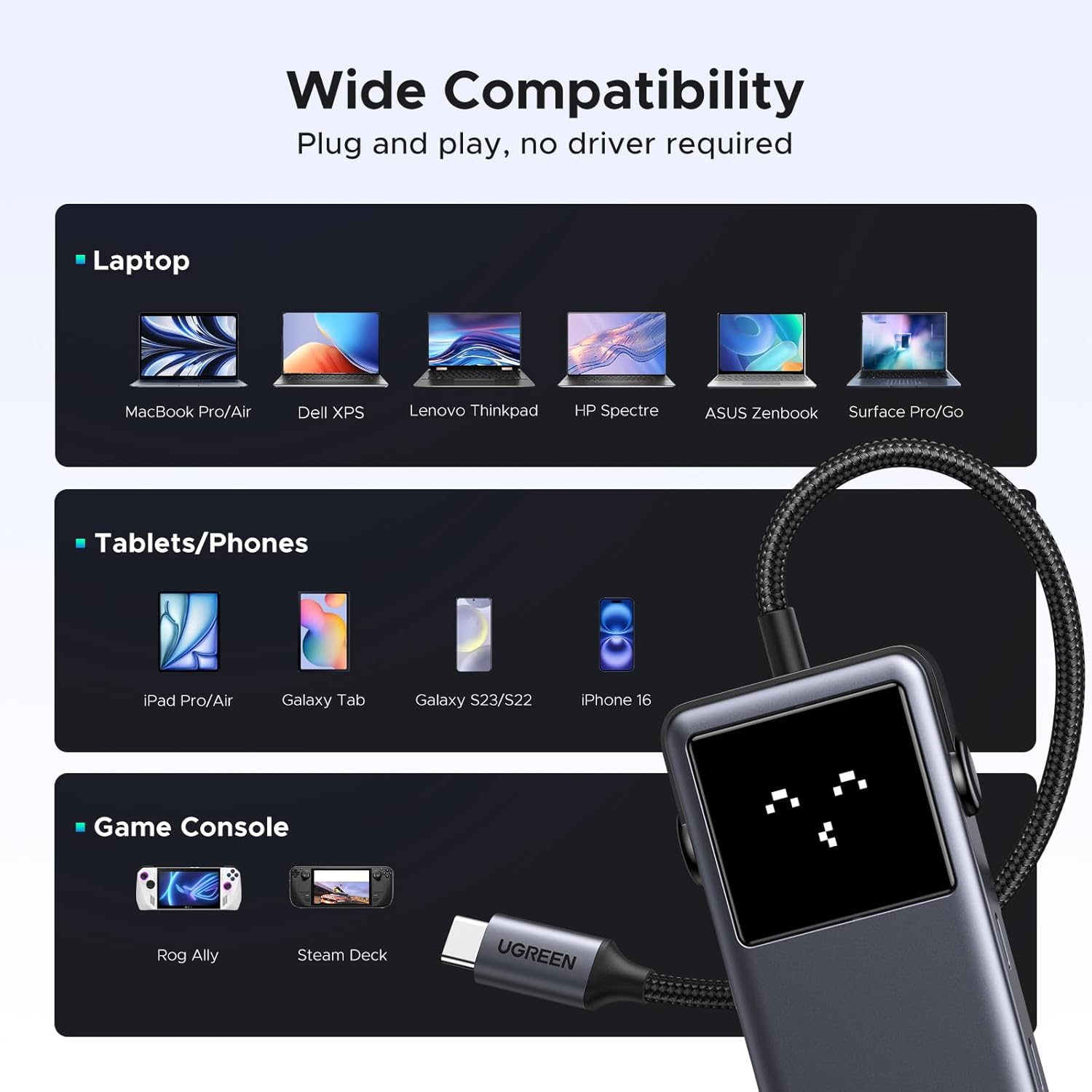 UGREEN Uno USB C Hub with 4K@60Hz HDMI plus 100W PD Charging and 10Gbps USB 3.2 Data Transfer Splitter Multiport Expander Docking Station Adapter for Laptop MacBook Pro Air