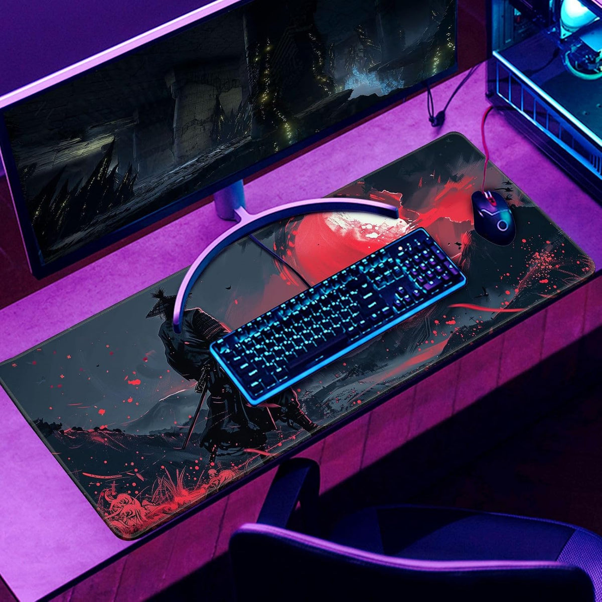 Black Samurai Desk Mat XL 30 × 70 cm