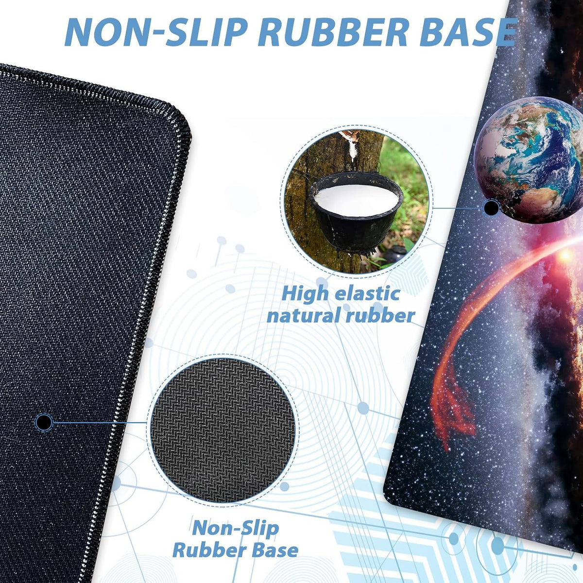 Large Earth Galaxy Gaming Mouse Pad 30 × 70 cm