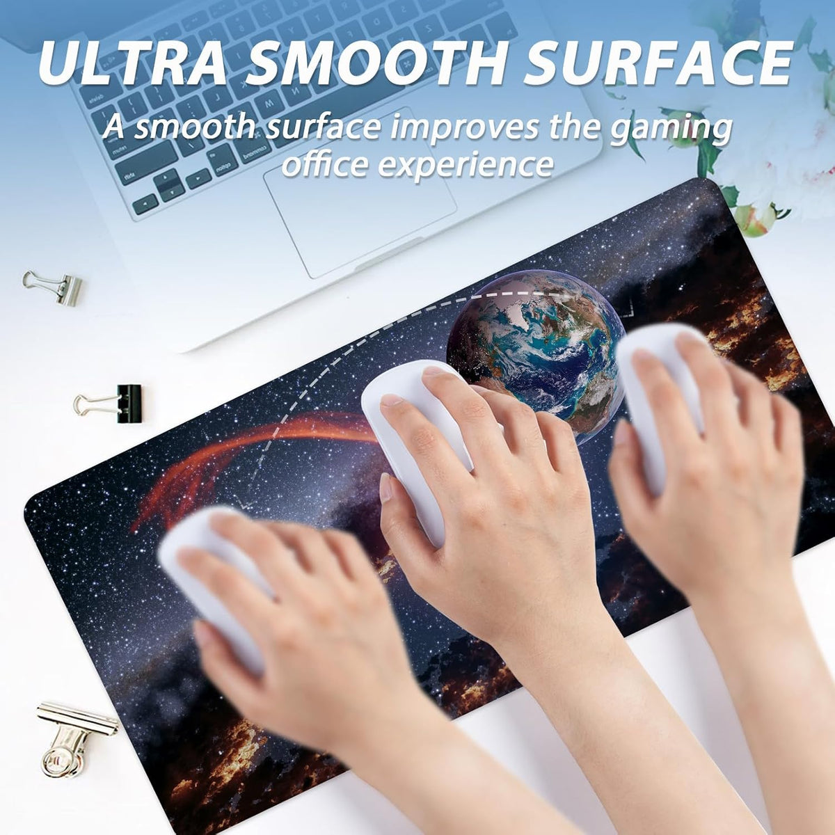 Large Earth Galaxy Gaming Mouse Pad 30 × 70 cm