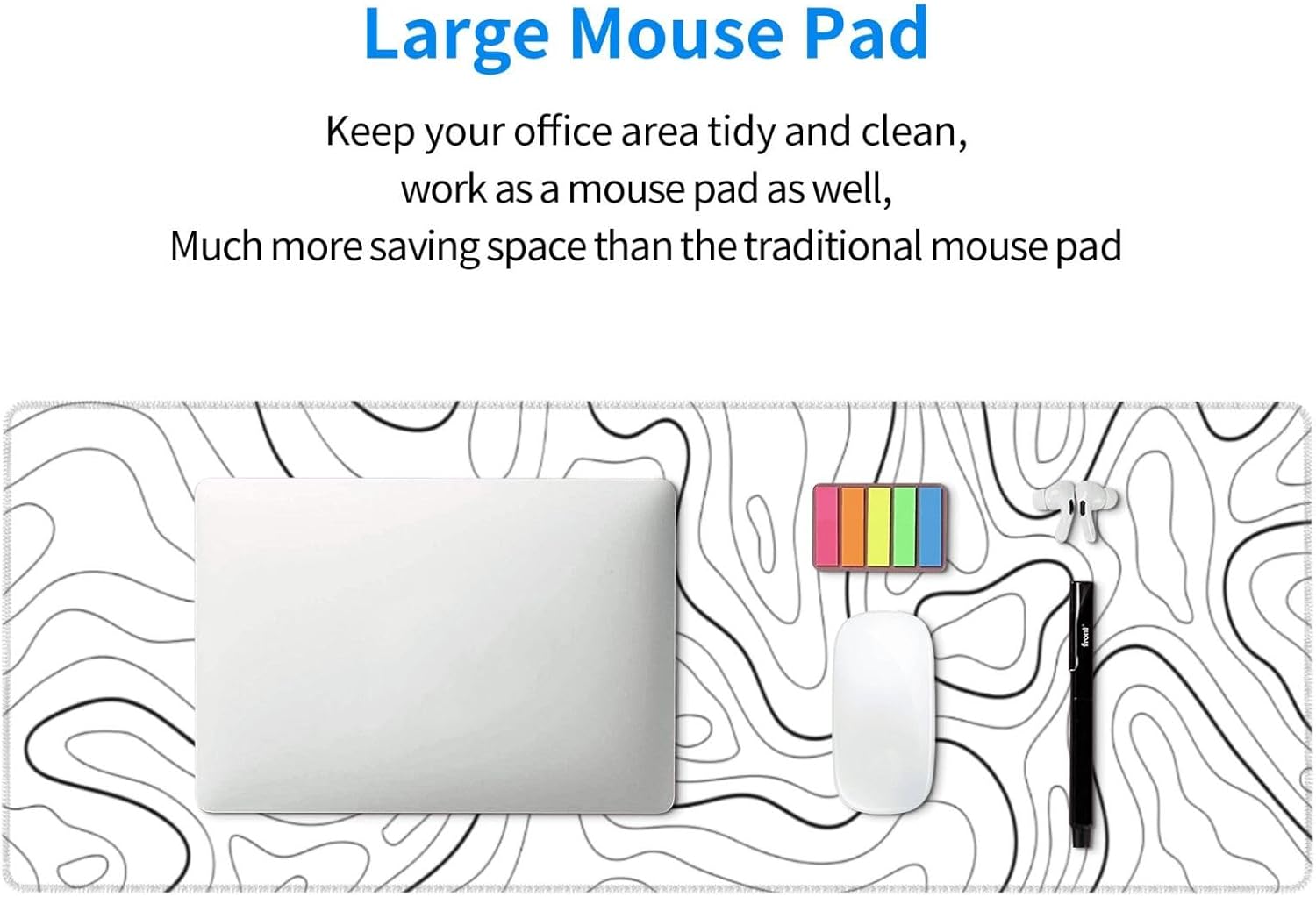 Extended Gaming Mouse Pad, Large Gaming Mouse Waterproof with Stitched Edges, Non-Slip Desktop Pad f