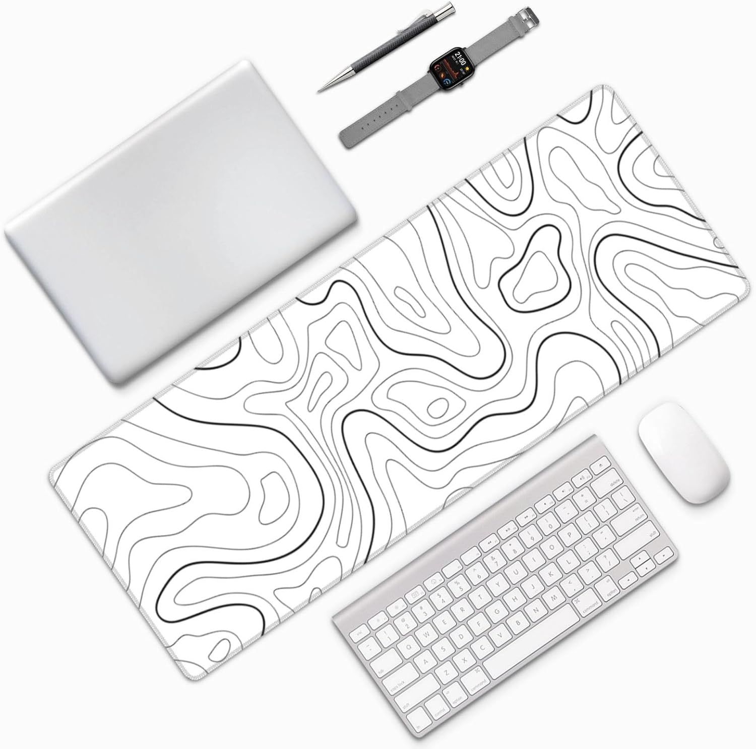 Extended Gaming Mouse Pad, Large Gaming Mouse Waterproof with Stitched Edges, Non-Slip Desktop Pad f