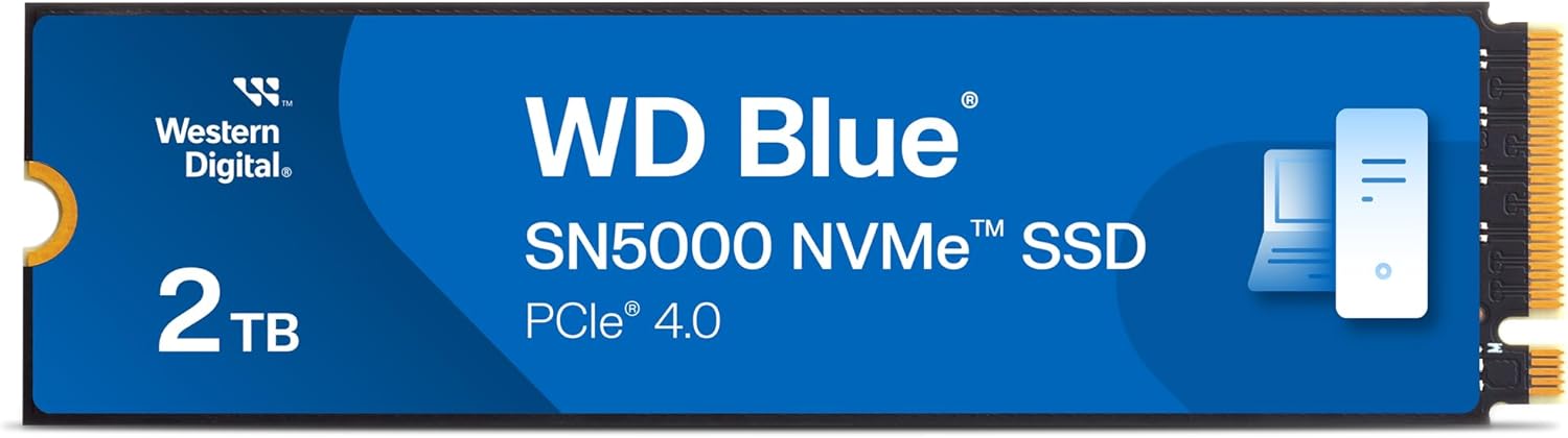 Western Digital 2TB WD Blue SN5000 NVMe Internal Solid State Drive SSD - PCIe Gen 4.0, M.2 2280, Up