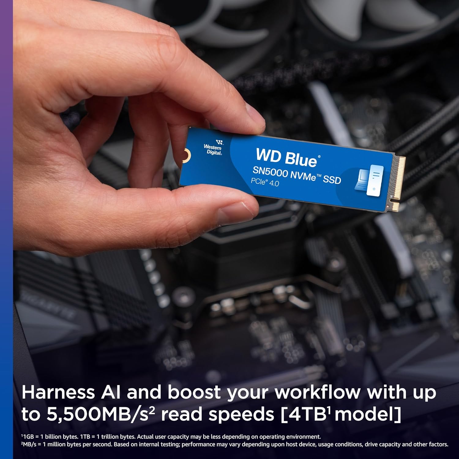 Western Digital 2TB WD Blue SN5000 NVMe Internal Solid State Drive SSD - PCIe Gen 4.0, M.2 2280, Up
