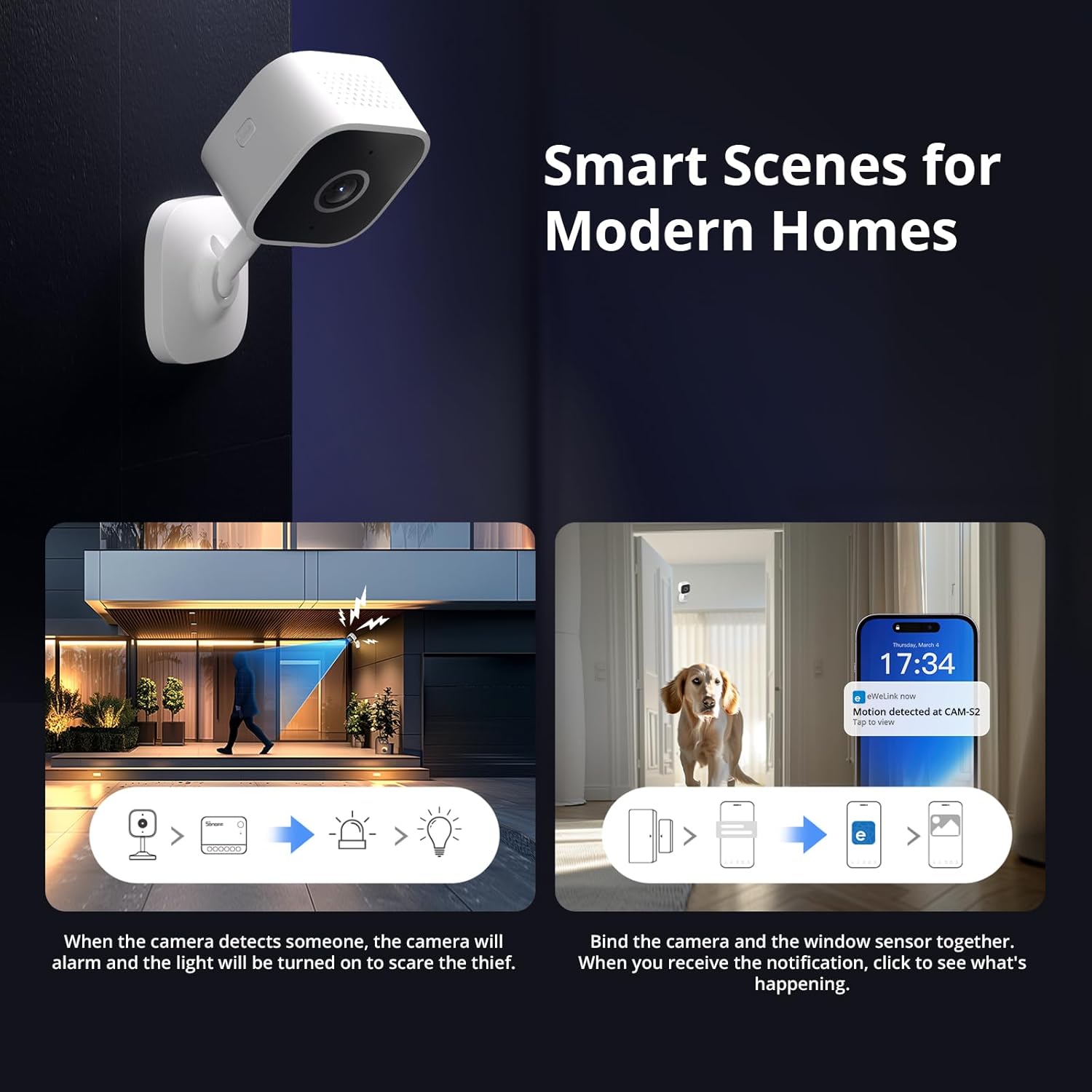 SONOFF Indoor Home Security Camera With Human And Motion Detection, Pet Camera, Baby Monitor With Au