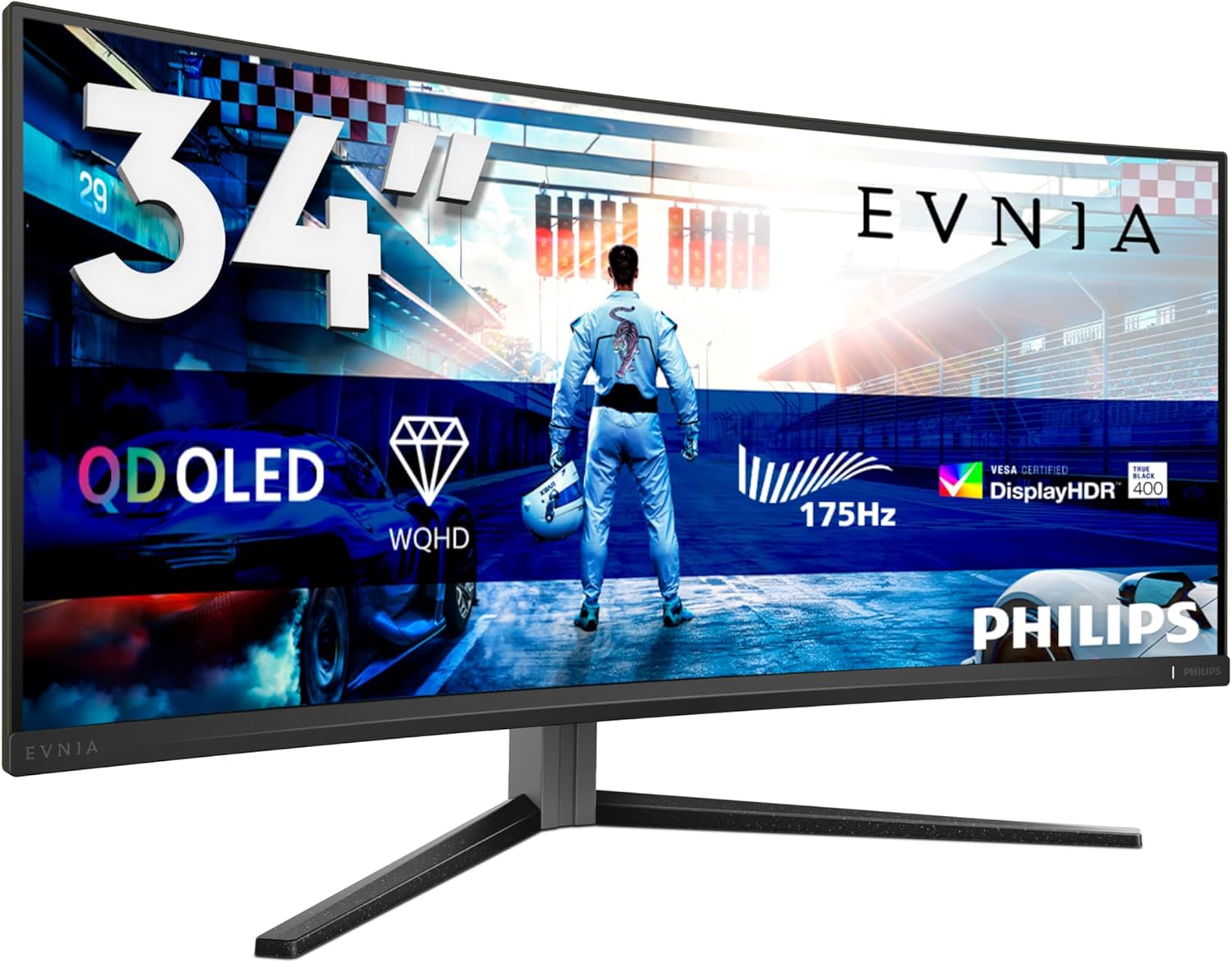 Philips Evnia 34M2C6500 Curved Gaming Monitor 34 Inch QD OLED 2K 175Hz 0.03ms Black