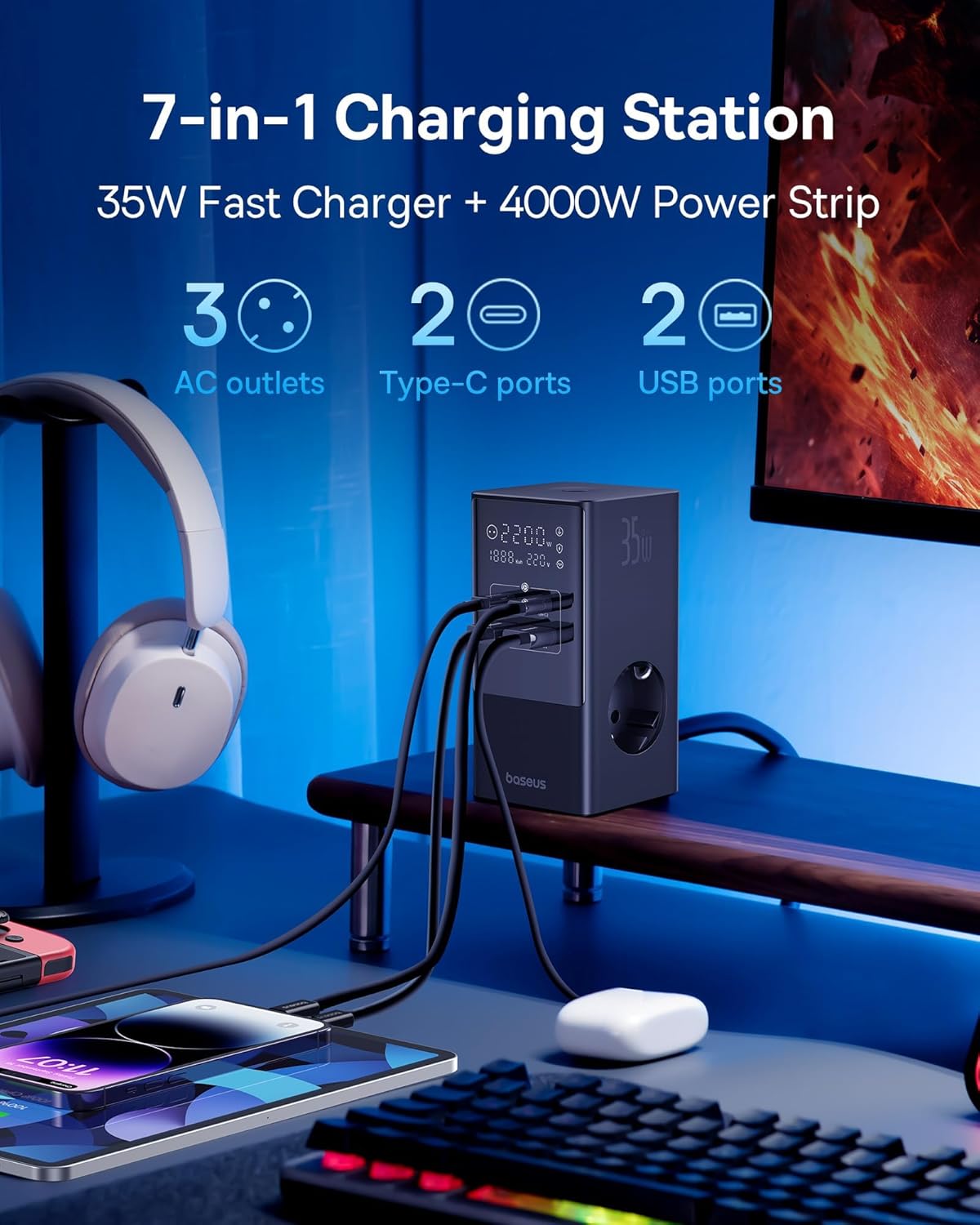 Baseus 35W GaN5 USB C Power Strip Charger
