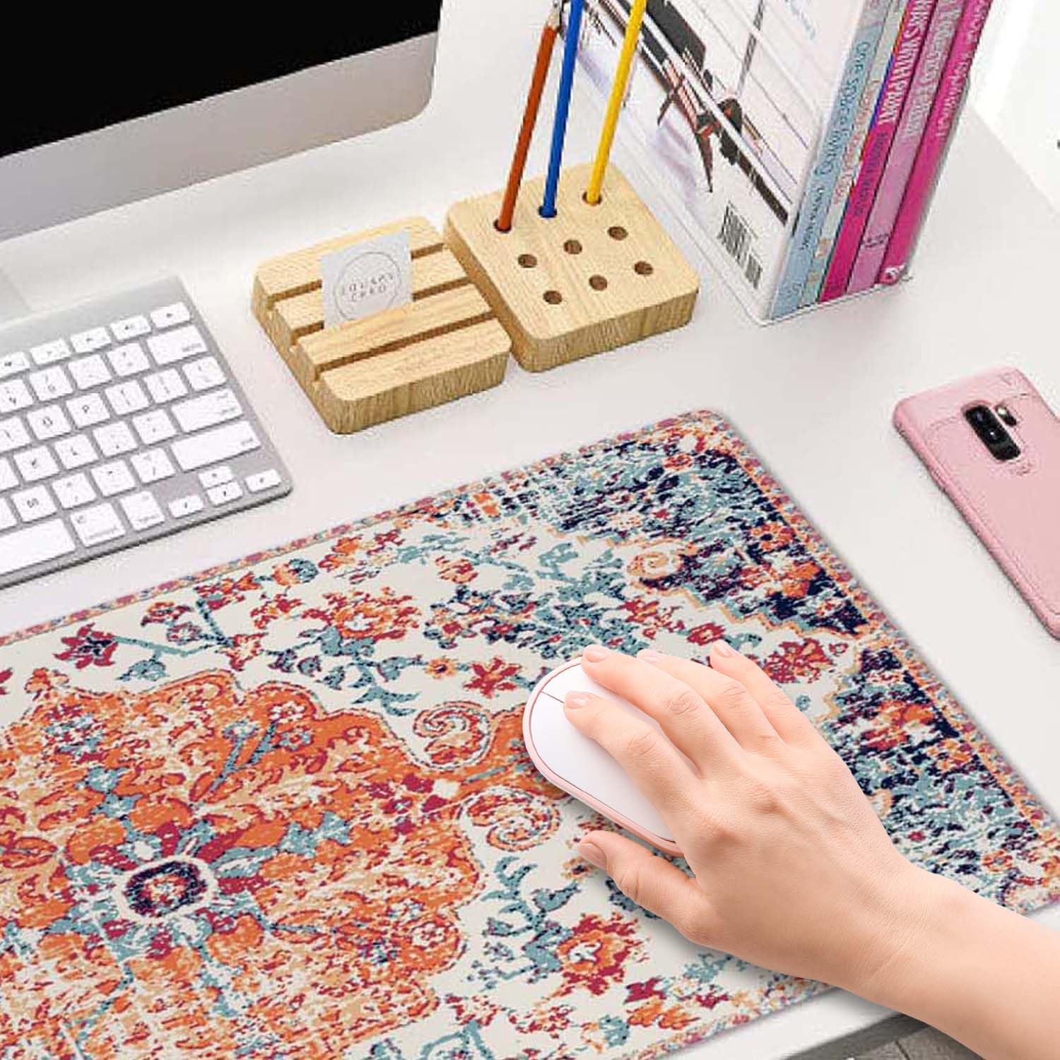 Large Boho Style Gaming Mouse Pad 31.5x11.8in