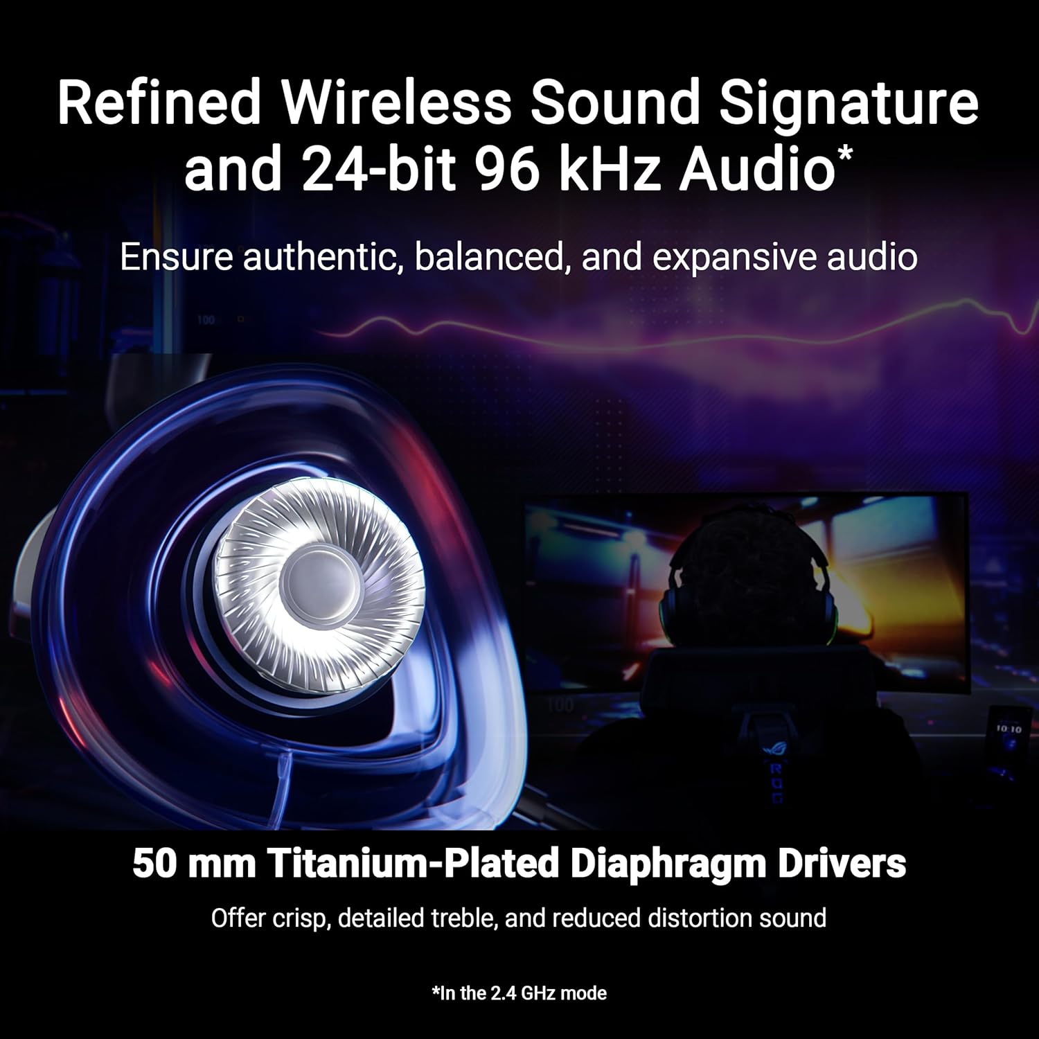 ASUS ROG Delta II Wireless Gaming Headset (BT, ROG SpeedNova 2.4GHz, 3.5mm, 50mm Titanium-Plated Dri