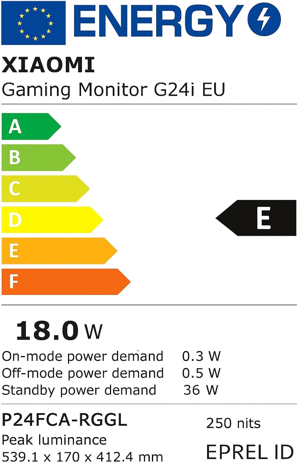 XIAOMI G24i Gaming Monitor 23.8 IPS FHD 180Hz Refresh Rate 1ms Response Time Black