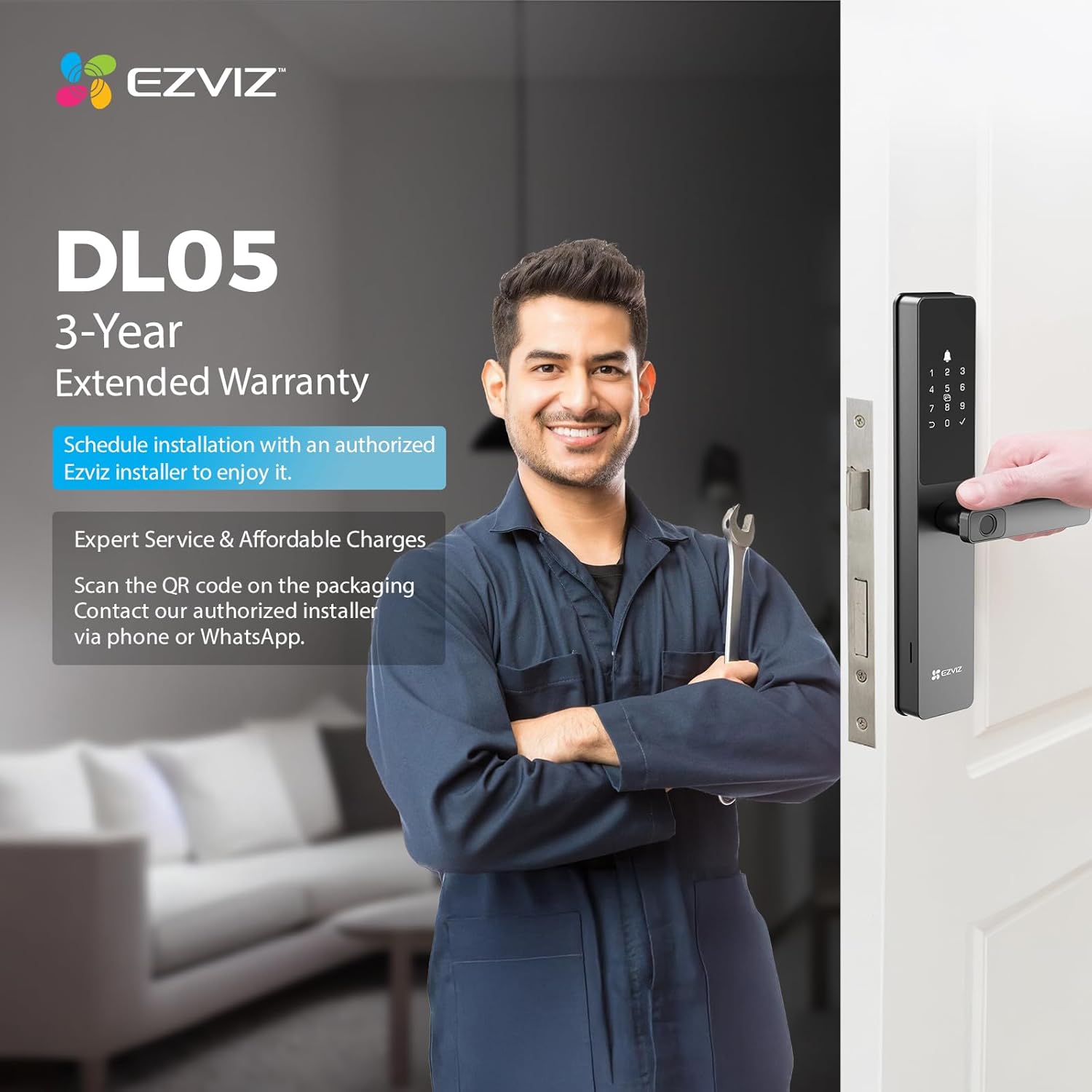 EZVIZ DL05 Smart Door Lock 7-in-1 Keyless Entry Lock With Fingerprint Access Multiple Unlock Options Instant Alerts Weatherproof Child Security Privacy Control 5085