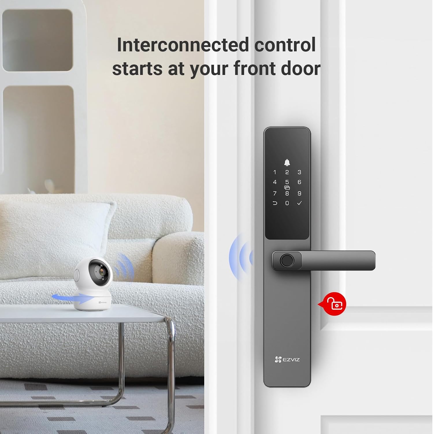 EZVIZ DL05 Smart Door Lock 7-in-1 Keyless Entry Lock With Fingerprint Access Multiple Unlock Options Instant Alerts Weatherproof Child Security Privacy Control 5085
