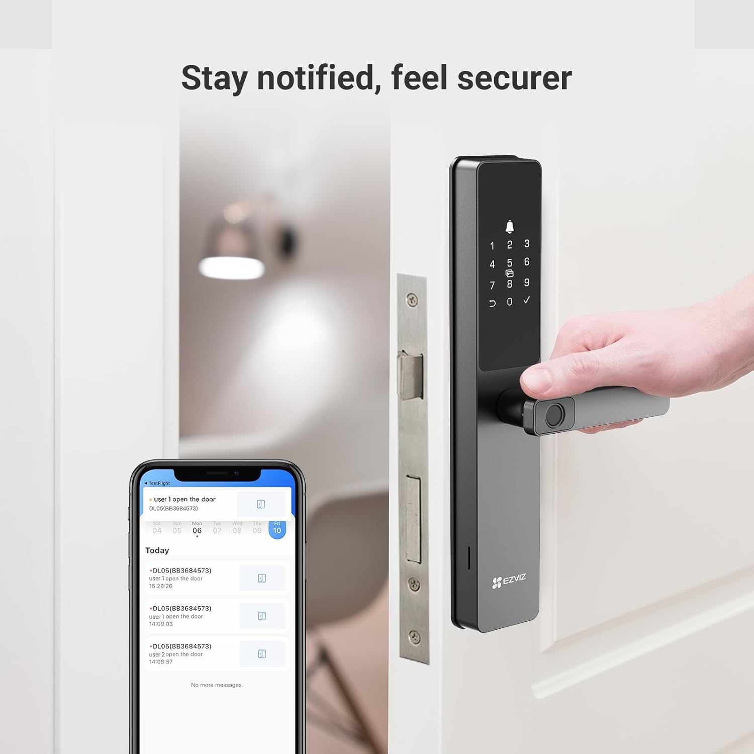 EZVIZ DL05 Smart Door Lock 7-in-1 Keyless Entry Lock With Fingerprint Access Multiple Unlock Options Instant Alerts Weatherproof Child Security Privacy Control 5085