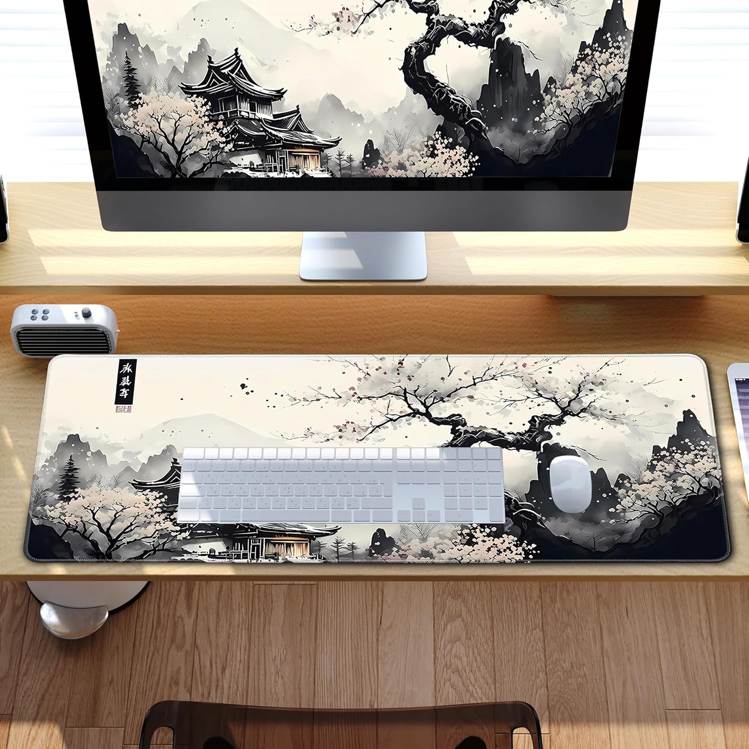 Japanese Desk Mat Cherry Blossom Large Mouse Pad Gaming Mousepad Extended XL Keyboard Mat Computer L