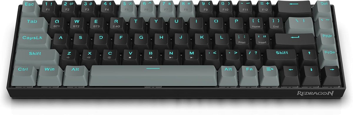Redragon K662L-K1RS Gwern Dual Mode Wireless, Bluetooth Gaming Mechanical Keyboard, Red Switch, (Black Grey)