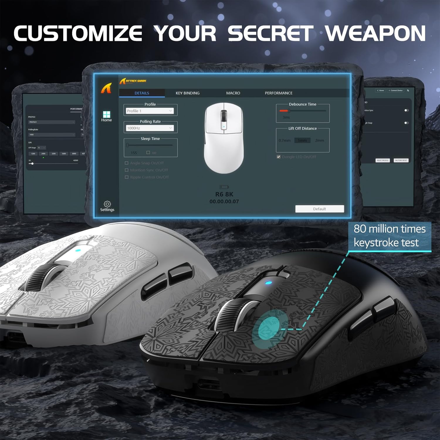 ATTACK SHARK R6 Wireless 8KHz Gaming Mouse, SUPERLIGHT 42g, Nordic 52840 MCU, PixArt PAW3950MAX Gami