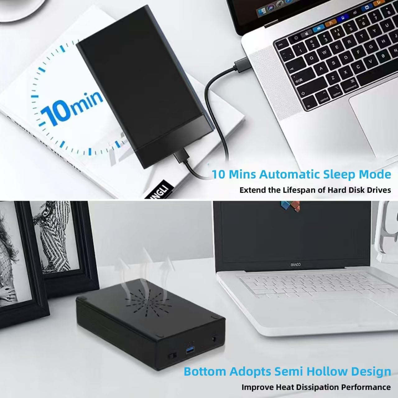 3.5 Hard Drive Enclosure for 3.5 SATA SSD HDD USB 3.0 Hard Disk Case Black (S356U3)