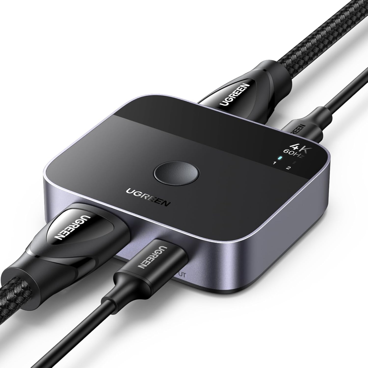 UGREEN 4K HDMI Switch 2PC USB C + 2X1 H D M I Splitter Display Screen Plug & Play, HD Audio Sync, ES