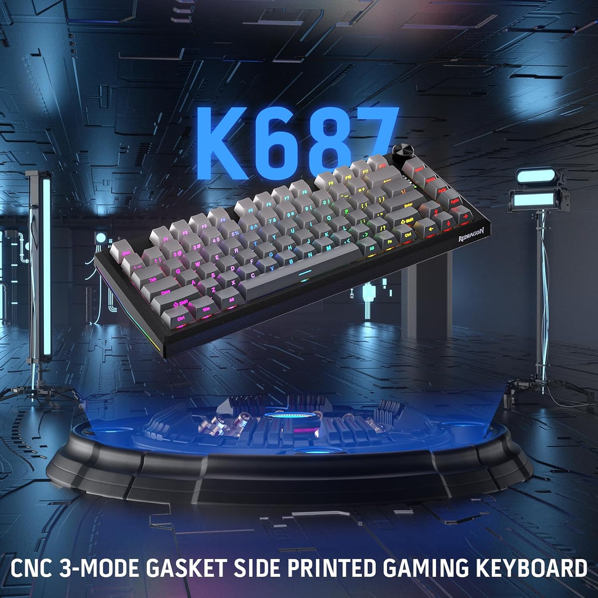 Redragon K687 Wireless CNC Gaming Keyboard, 81 Keys, Linear Switch, RGB