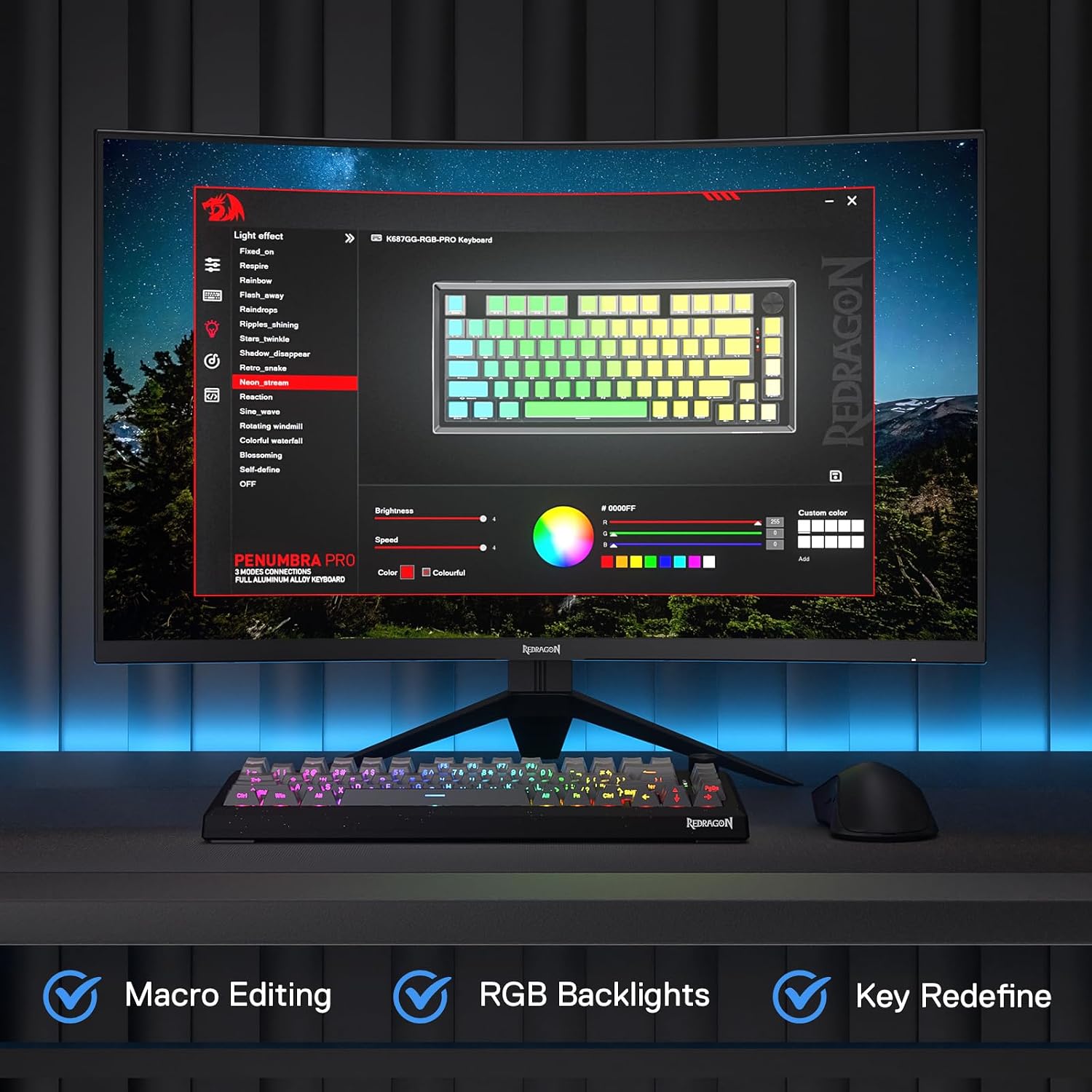 Redragon K687 Wireless CNC Gaming Keyboard, 81 Keys, Linear Switch, RGB