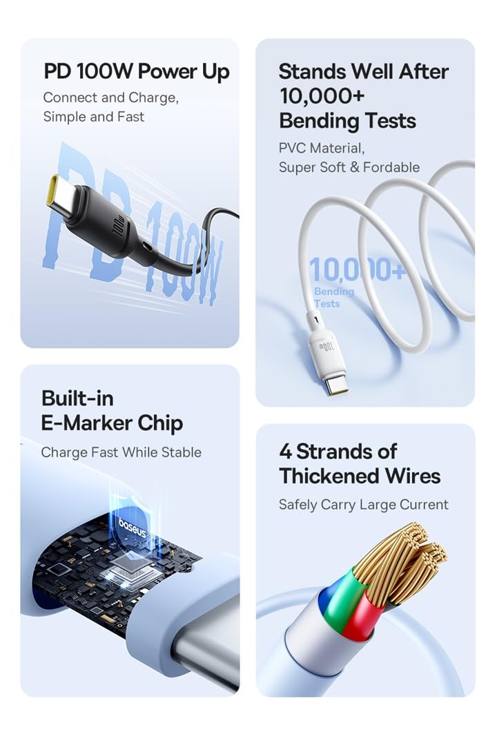 Baseus 100W USB-C to USB-C 2M Braided Cable