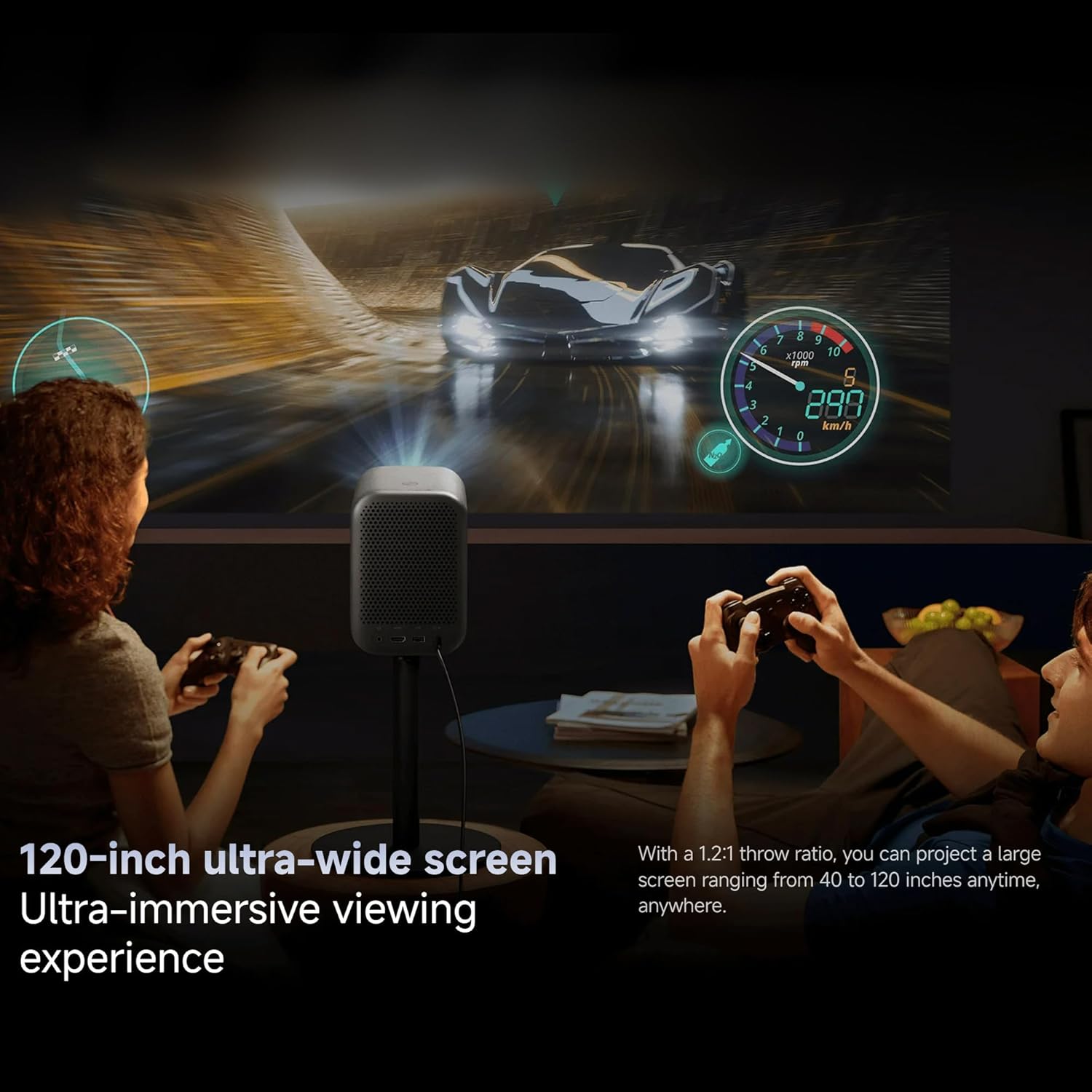 Xiaomi Smart Projector L1 Full HD 1080p Portable Projector Official Google TV & Netflix Built-In 200 ANSI Lumens Dolby Audio 2GB+16GB Storage Wi-Fi Smart Home Cinema - Black (UK Version)