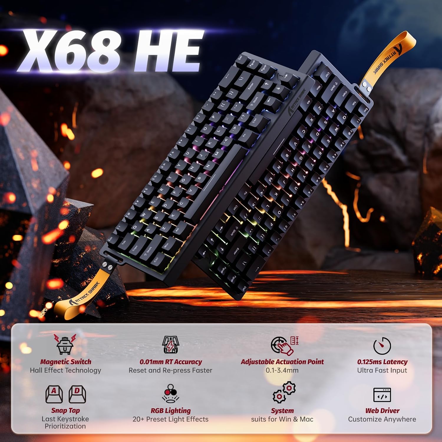 ATTACK SHARK X68 HE Rapid Trigger Keyboard