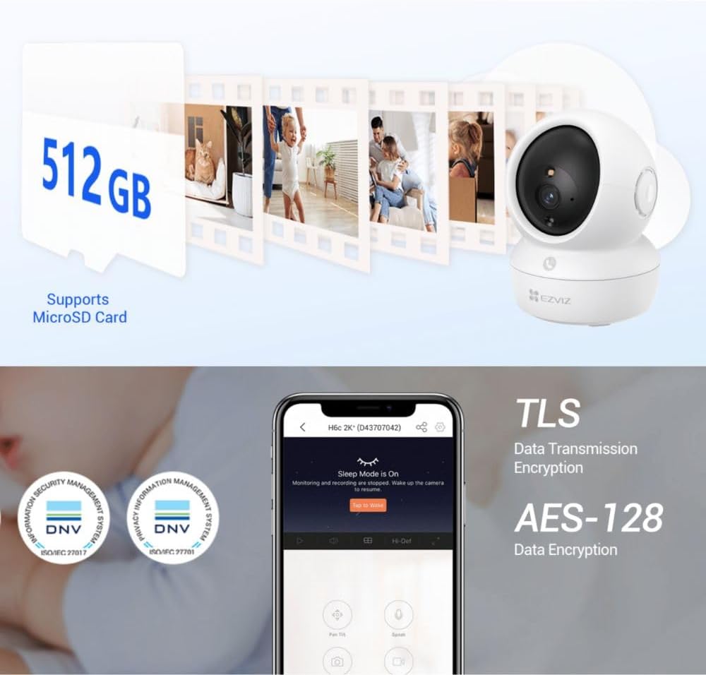 EZVIZ H6c Pro 2K 3MP WiFi Security Camera New Generation Indoor Smart Tracking Call Button Night Vision Motion Detection Two-Way Audio Works With Alexa