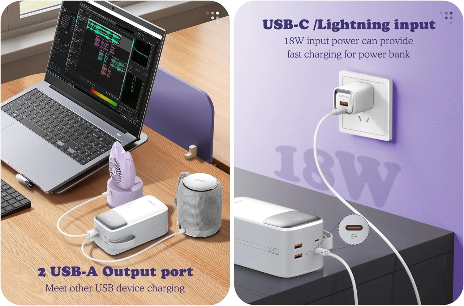 BIGGEST Powerbank by LDNIO Fast Charging 22.5W and 50,000 mAh Power Bank USB-C External Battery with