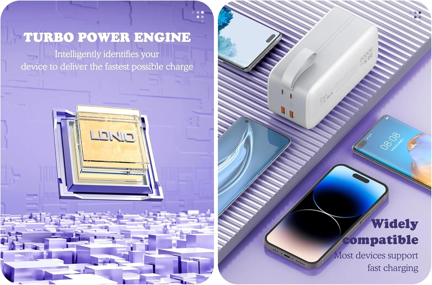 BIGGEST Powerbank by LDNIO Fast Charging 22.5W and 50,000 mAh Power Bank USB-C External Battery with