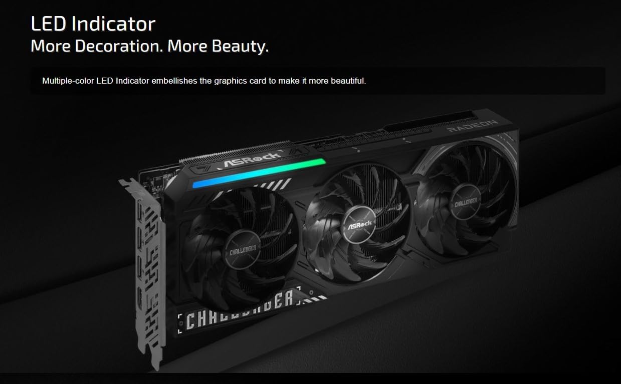 ASRock AMD Radeon RX 9070 Challenger 16GB Graphics Card - 16GB GDDR6, 256-bit, 1x HDMI, 3x DisplayPo