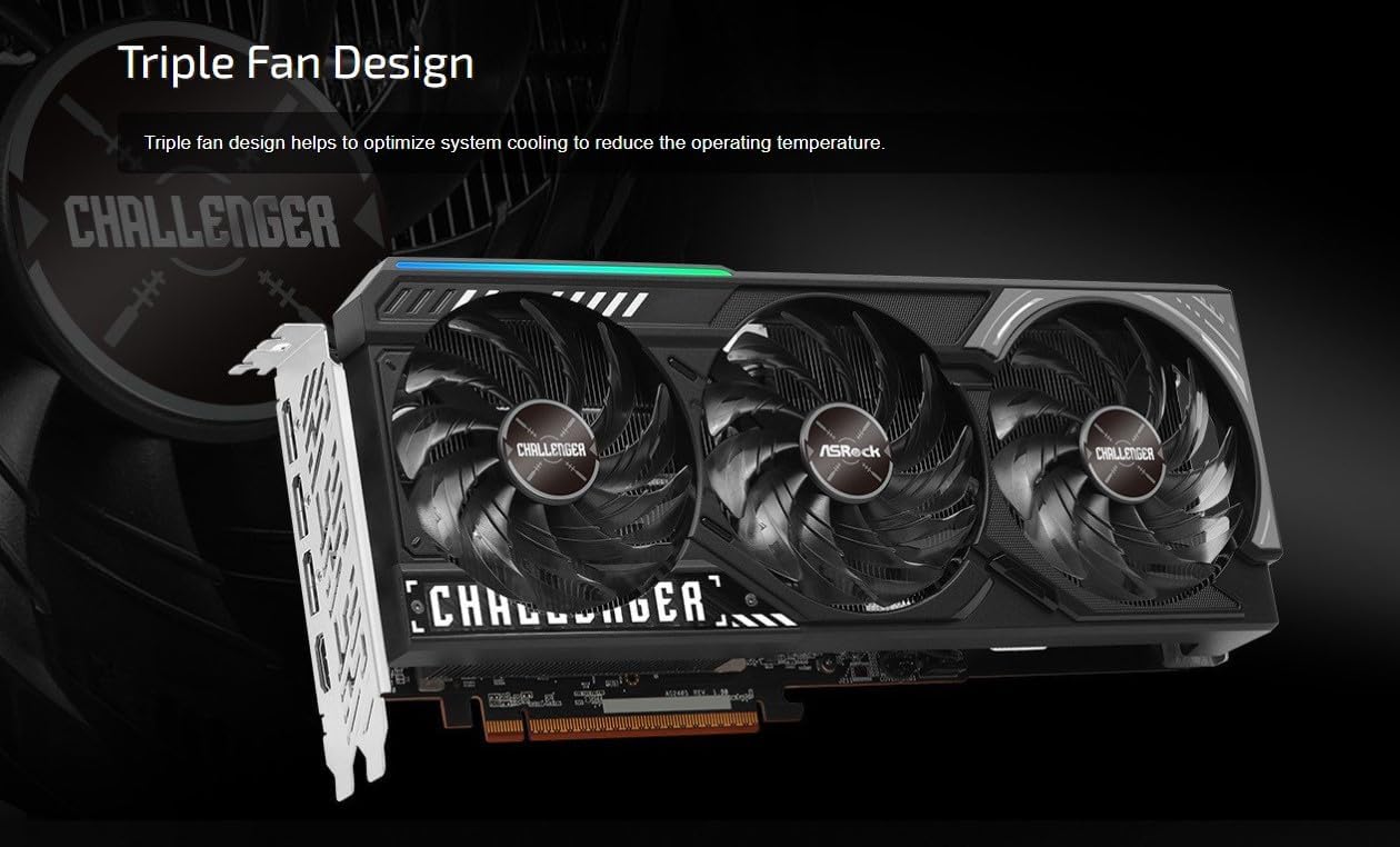 ASRock AMD Radeon RX 9070 Challenger 16GB Graphics Card - 16GB GDDR6, 256-bit, 1x HDMI, 3x DisplayPo
