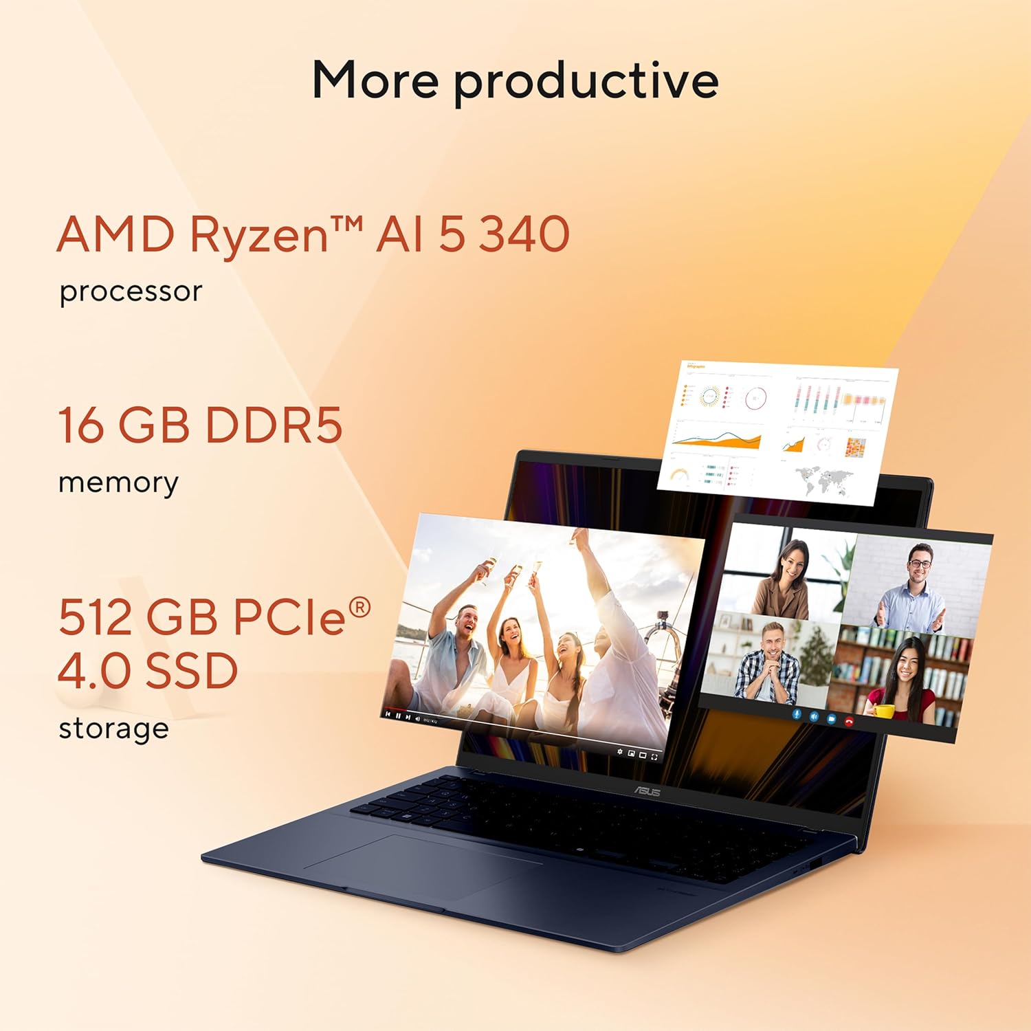 ASUS Vivobook 16 Laptop Ryzen AI 5 340
