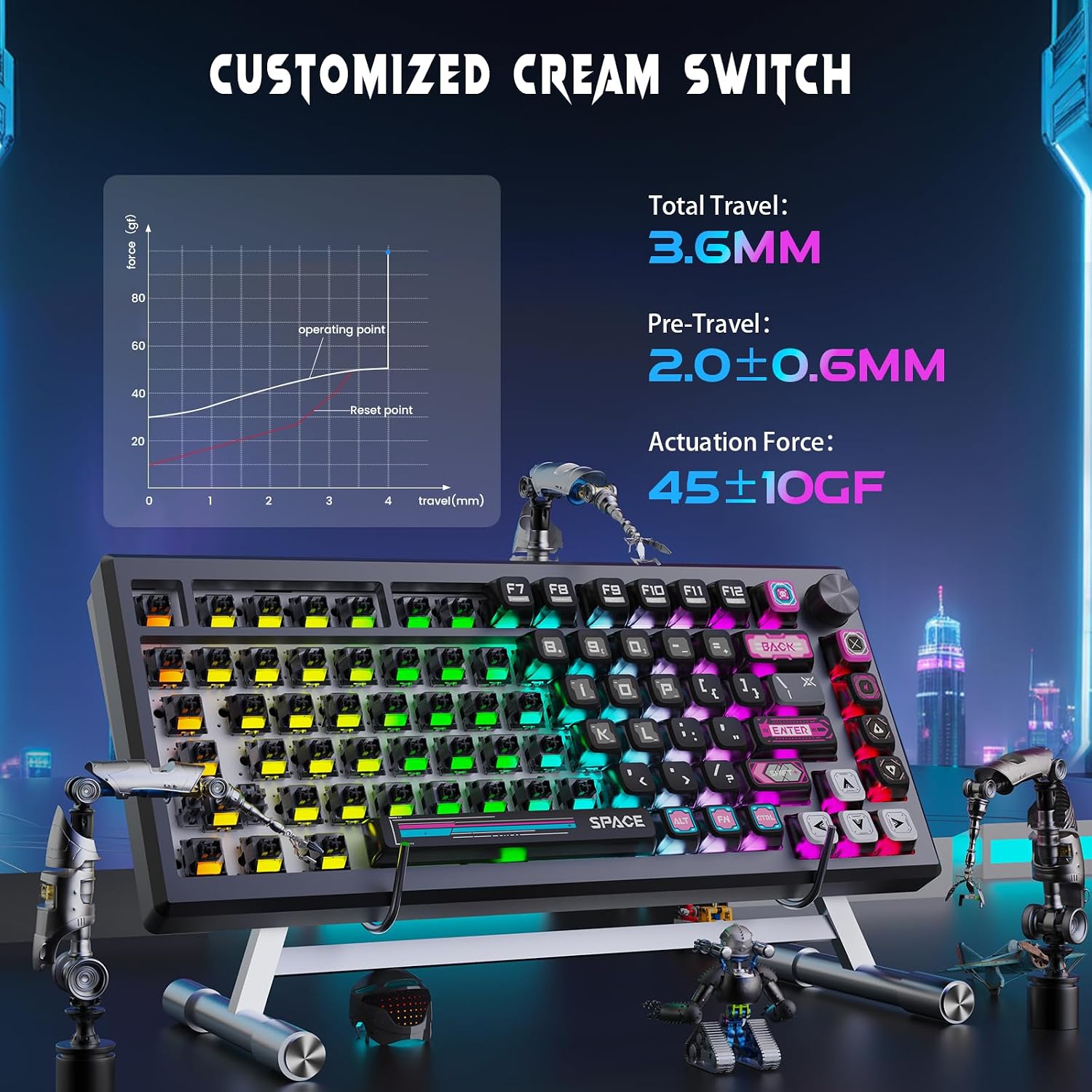 Redragon K732 Wireless Mechanical Keyboard - Anodized Aluminum RGB
