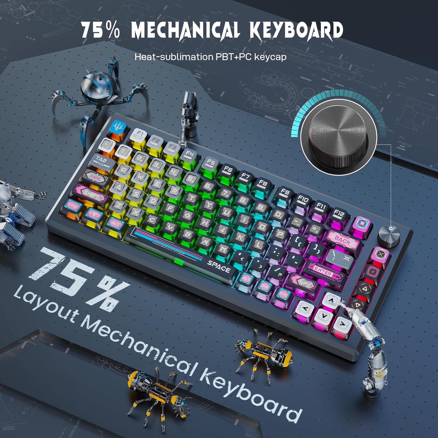 Redragon K732 Wireless Mechanical Keyboard - Anodized Aluminum RGB