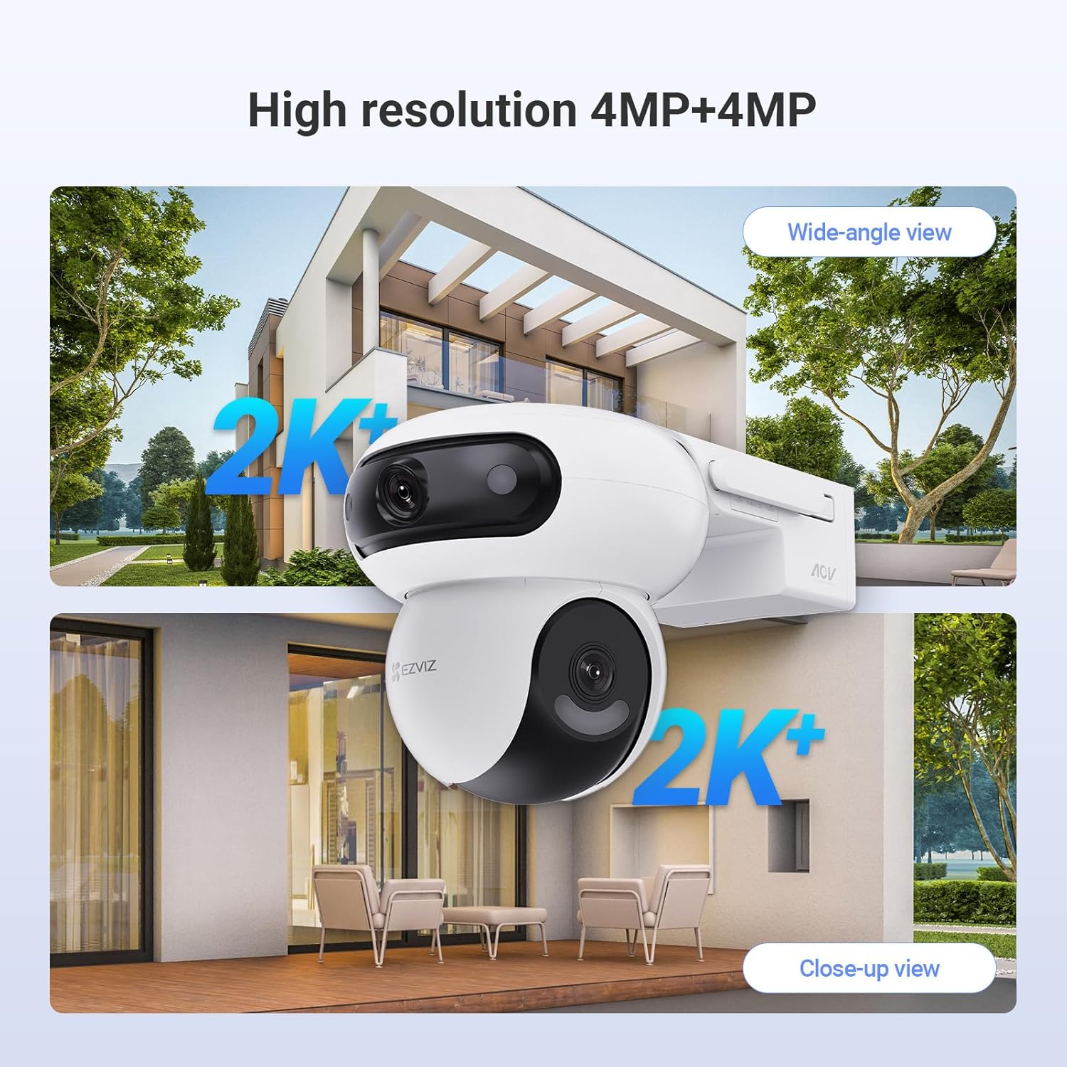 EZVIZ HB90 Dual 8MP Wireless Dual-Lens Motorized Solar Outdoor Security Camera Always-On Mode AI Person & Vehicle Detection With 8W Solar Panel