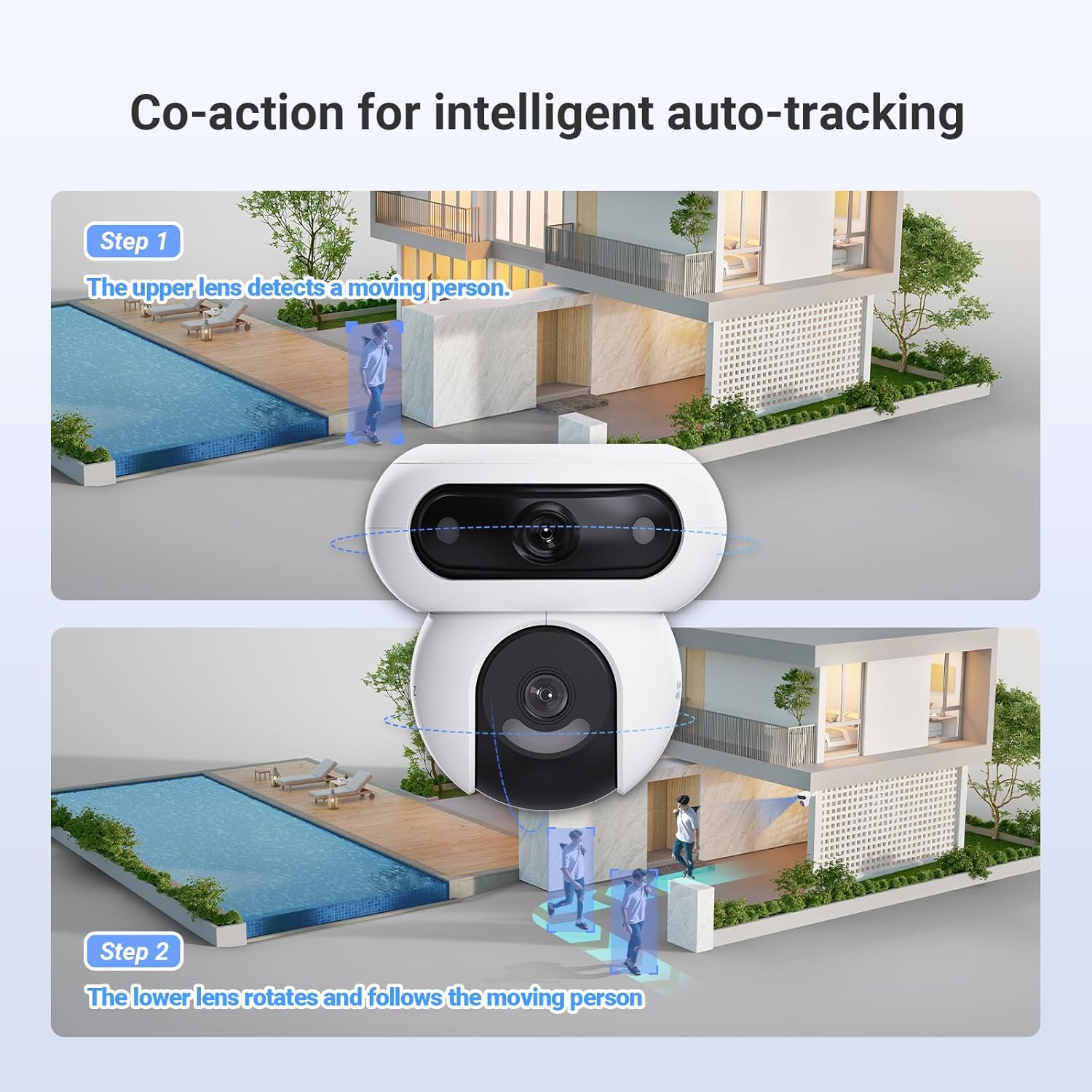 EZVIZ HB90 Dual 8MP Wireless Dual-Lens Motorized Solar Outdoor Security Camera Always-On Mode AI Person & Vehicle Detection With 8W Solar Panel