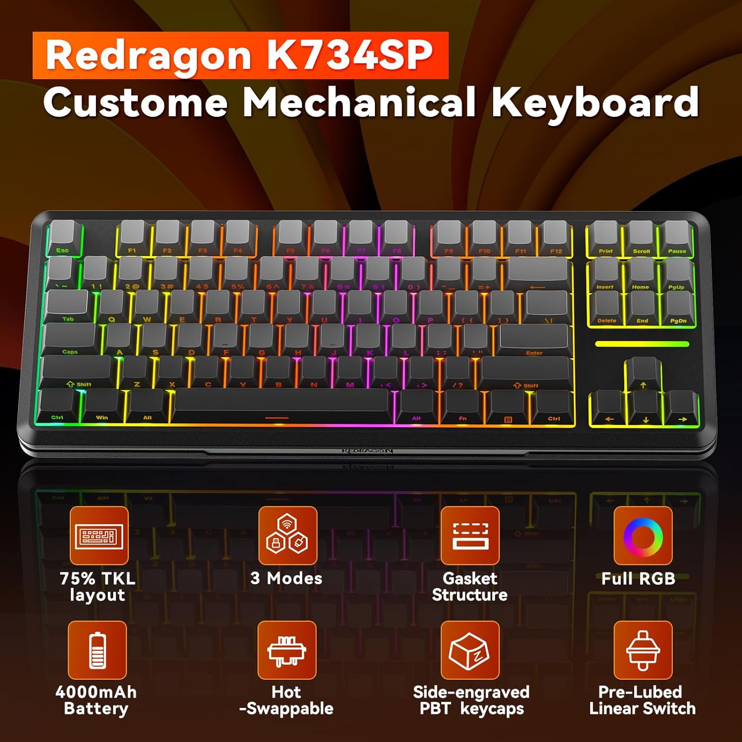 Redragon Wireless Mechanical Keyboard TKL RGB