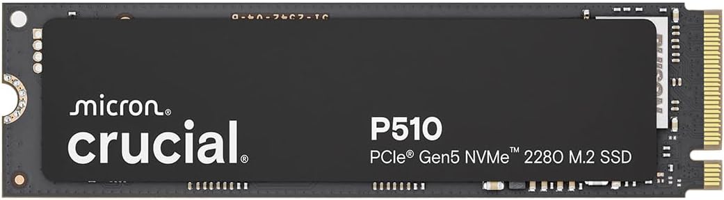 Crucial P510 1TB Gen5 NVMe SSD, Up to 11,000 MB/s, PCIe 5.0 M.2 2280 SSD, Internal Solid State Drive