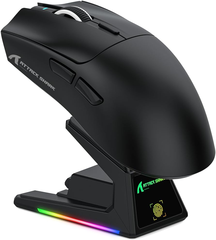 ATTACK SHARK X1 Gaming Mouse with Touchpad RGB Charging Dock, PixArt PAW3395PRO Gaming Sensor, BT/2.