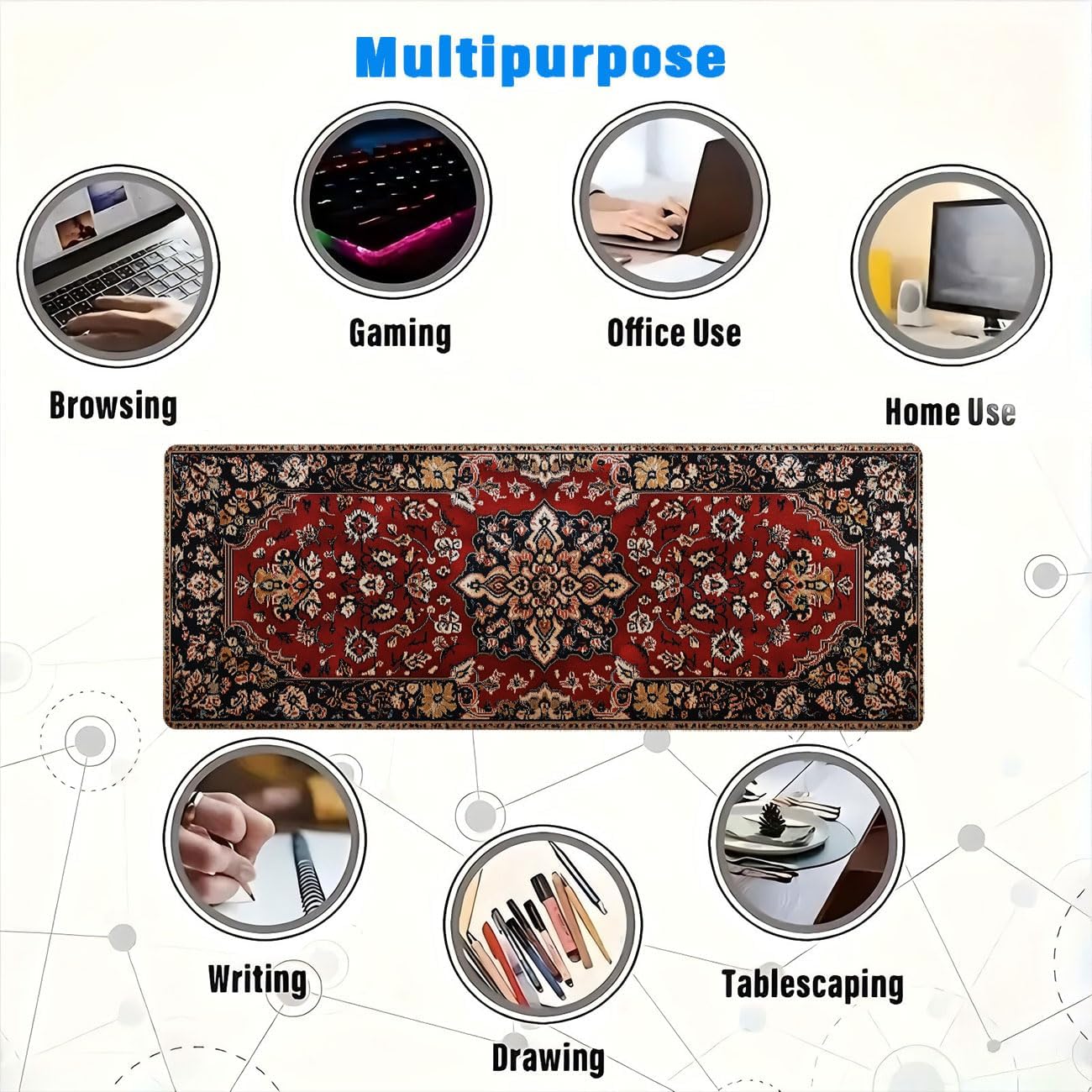 Bohemian Large Gaming Mouse Pad 31.5x11.8