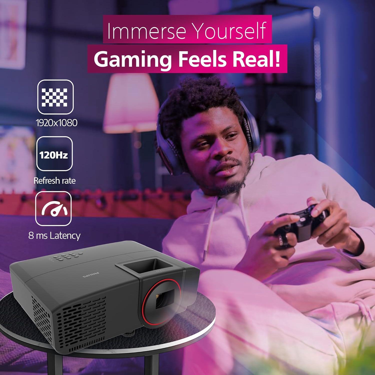 Philips, GamePix 800 smart projector, DLP, home theater, 1920 x 1080 pixels, Full HD, 120 Hz refresh