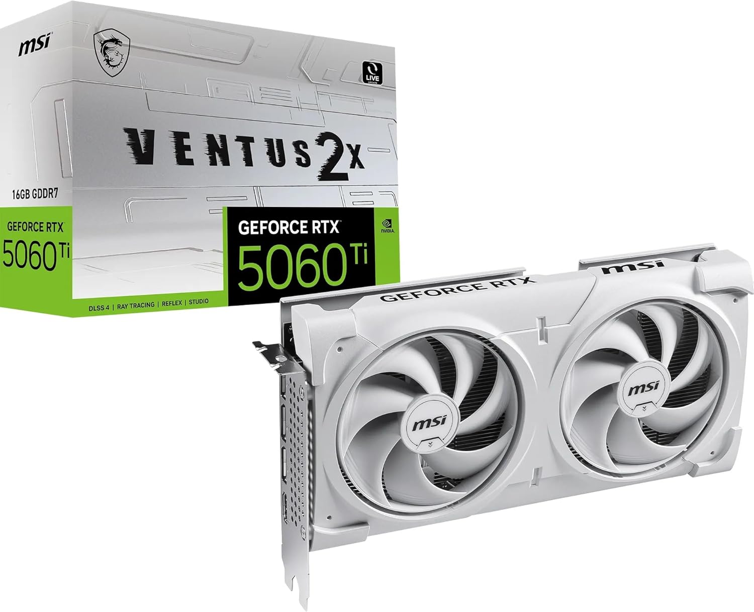 MSI NVIDIA GeForce RTX 5060 Ti 8G VENTUS 2X OC WHITE GDDR7 128bit Gaming Graphics card, Boost Clock