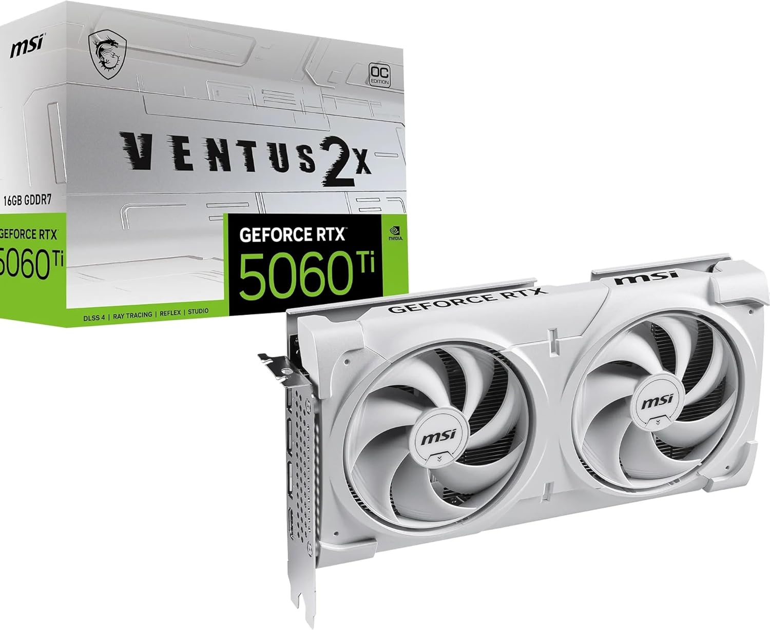 MSI NVIDIA GeForce RTX 5060 Ti 8G VENTUS 2X OC WHITE GDDR7 128bit Gaming Graphics card, Boost Clock