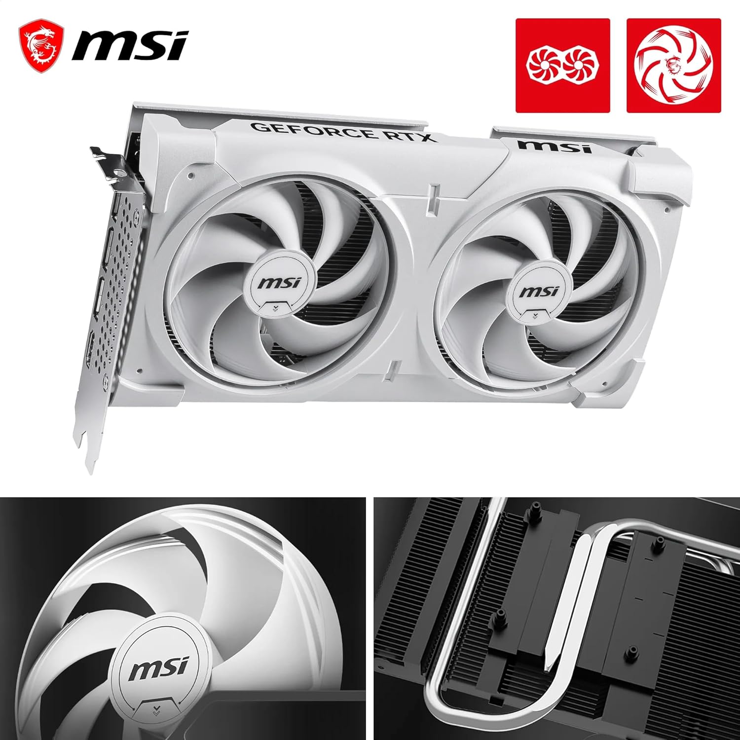 MSI NVIDIA GeForce RTX 5060 Ti 8G VENTUS 2X OC WHITE GDDR7 128bit Gaming Graphics card, Boost Clock